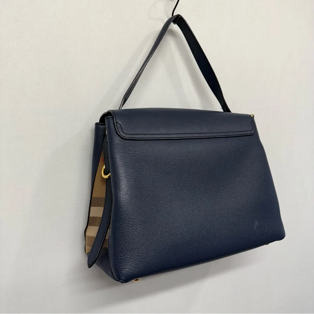 Authentic Burberry Camberley Medium Leather Satchel Navy Blue Hand Bag - Picture 10 of 16